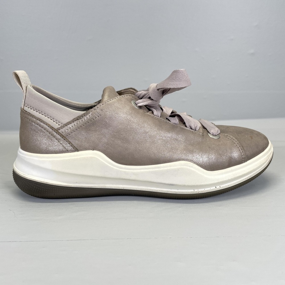 Romika Shoes Womens Size 37 Taupe Leather Casual Sneakers Lace Up Comfort